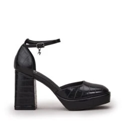 Carrlie Black Patent Mocc Croc