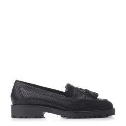 Eliona Black Snake Print Leather