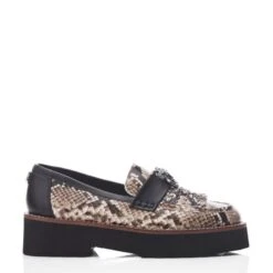 Evaleah Natural Snake Print Leather