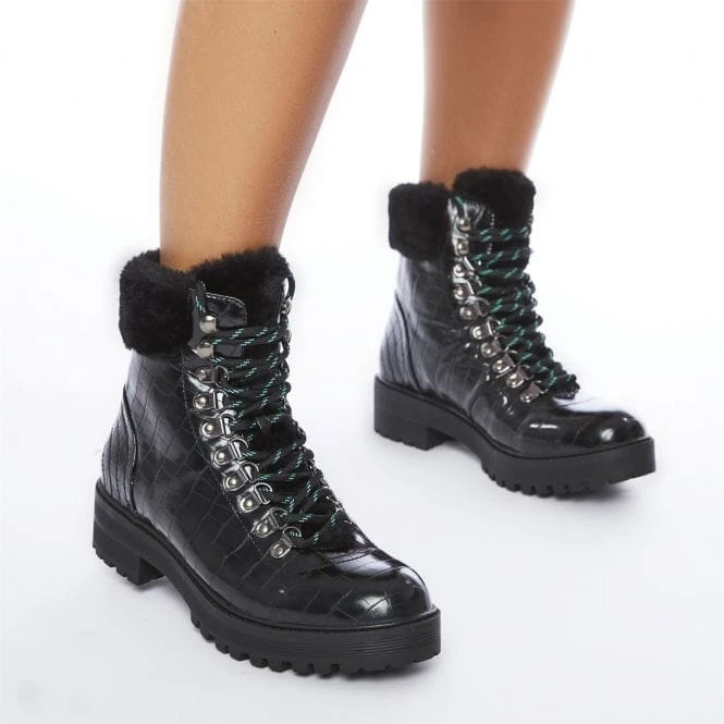 Franzina Black Patent Mocc Croc 4 Franzina Black Patent Mocc Croc - Image 2