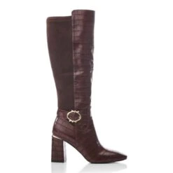 Saretta Brown Patent Mocc Croc